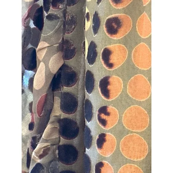 LaRok Silk Blend Tunic Dress Velvet Dot Ruched Sheer Sleeve Boho Chic Size Small - Picture 7 of 10